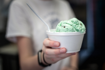 A scoop of Chocolate Mint Chip 