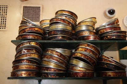 Stacks of cake pans