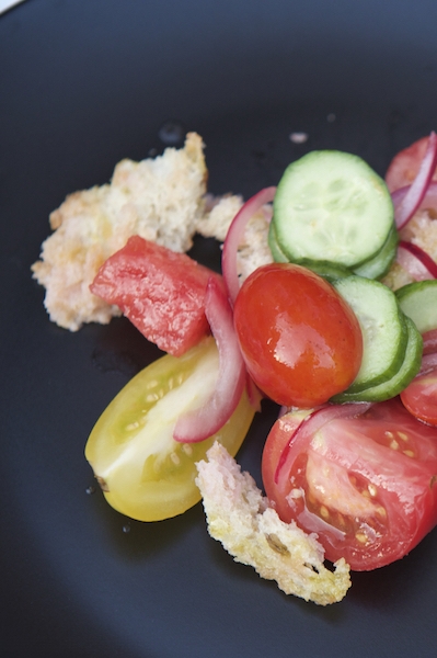 a cucumber and tomato salad 